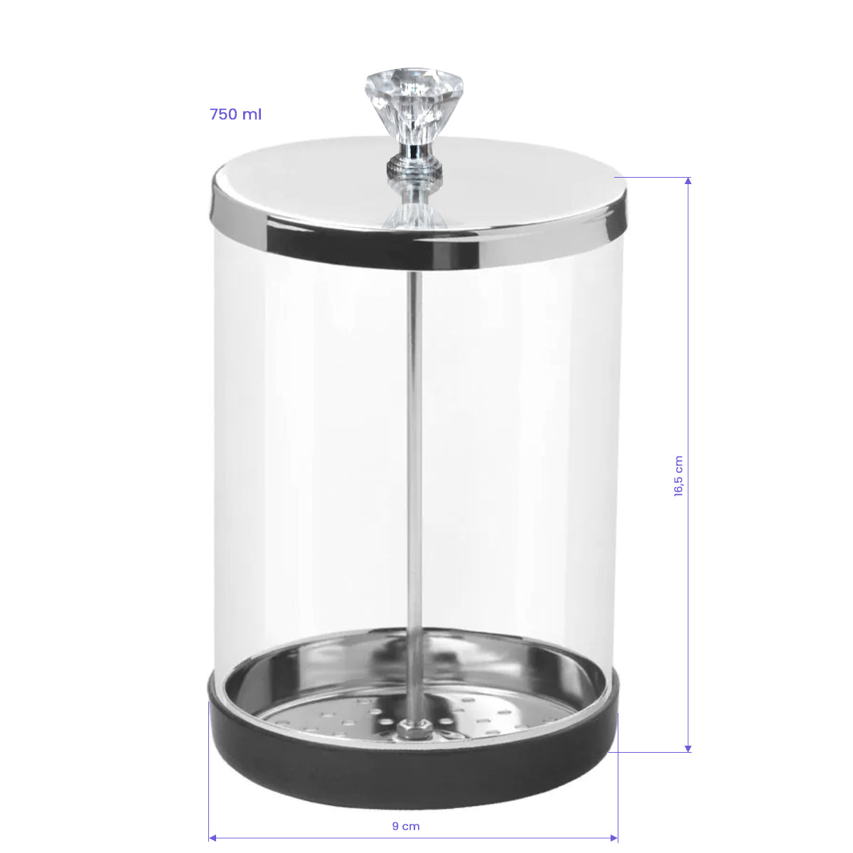 Glasbeholder til desinficeringsværktøj 750 ml