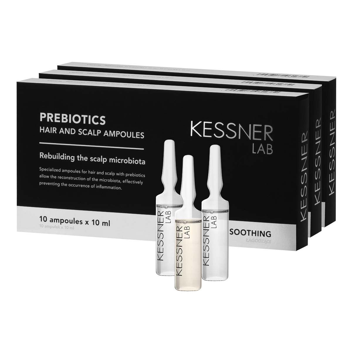 Set of Kessner Lab ampoules: Prebiotic, Moisturising, Caffeine