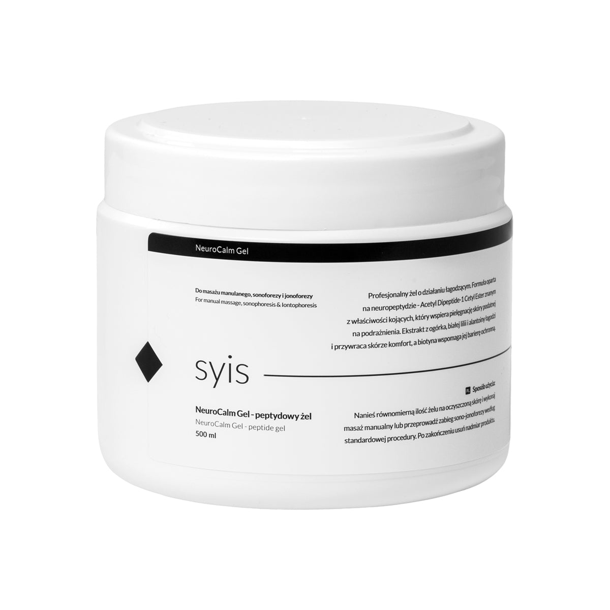 Syis NeuroCalm Gel – Peptidgel til manuel massage, sonoforese og iontoforese, 500 ml