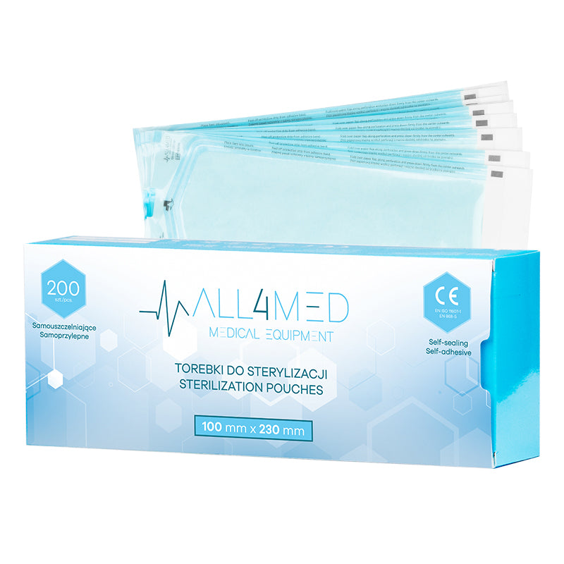All4med autoklaverbare poser 100 mm x 230 mm 200 stk
