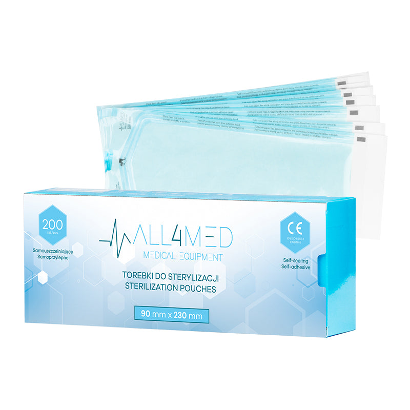 All4med autoklaverbare poser 90 mm x 230 mm 200 stk.