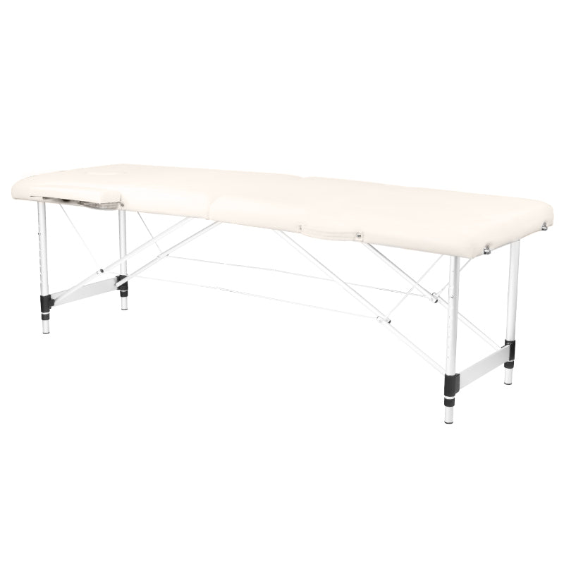 Klapmassagebord, aluminiumskomfort, 2-delt creme