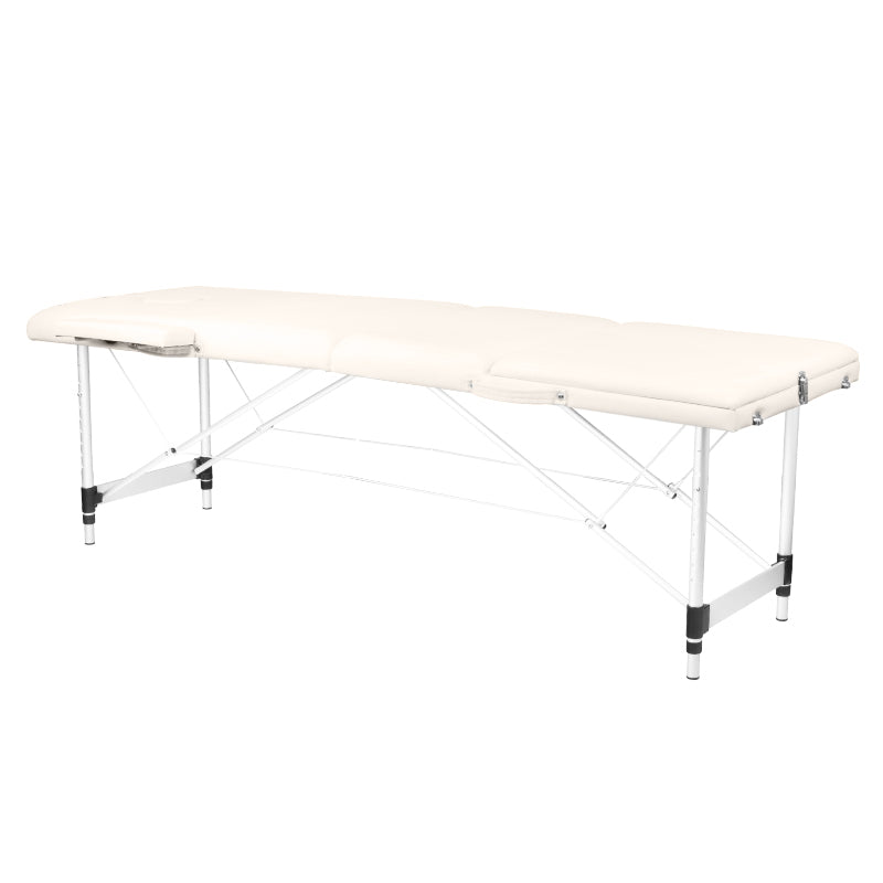 Klapmassagebord, aluminiumskomfort, 3-delt creme