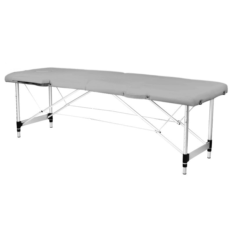 Klapmassagebord, aluminium, 2-delt, GRÅ, komfort