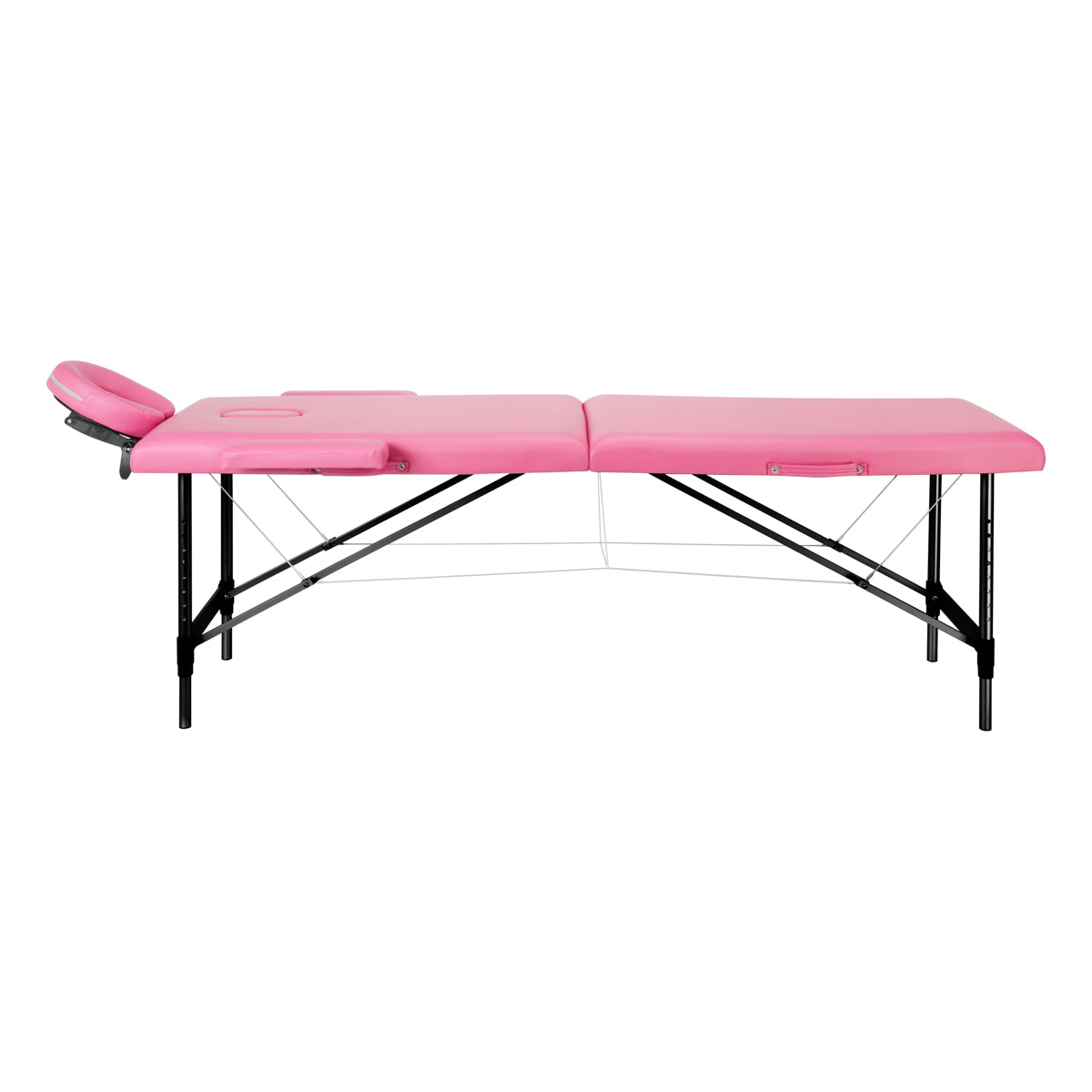Sammenklappeligt massagebord aluminium Activ Fizjo comfort 2 segment pink sort aluminium